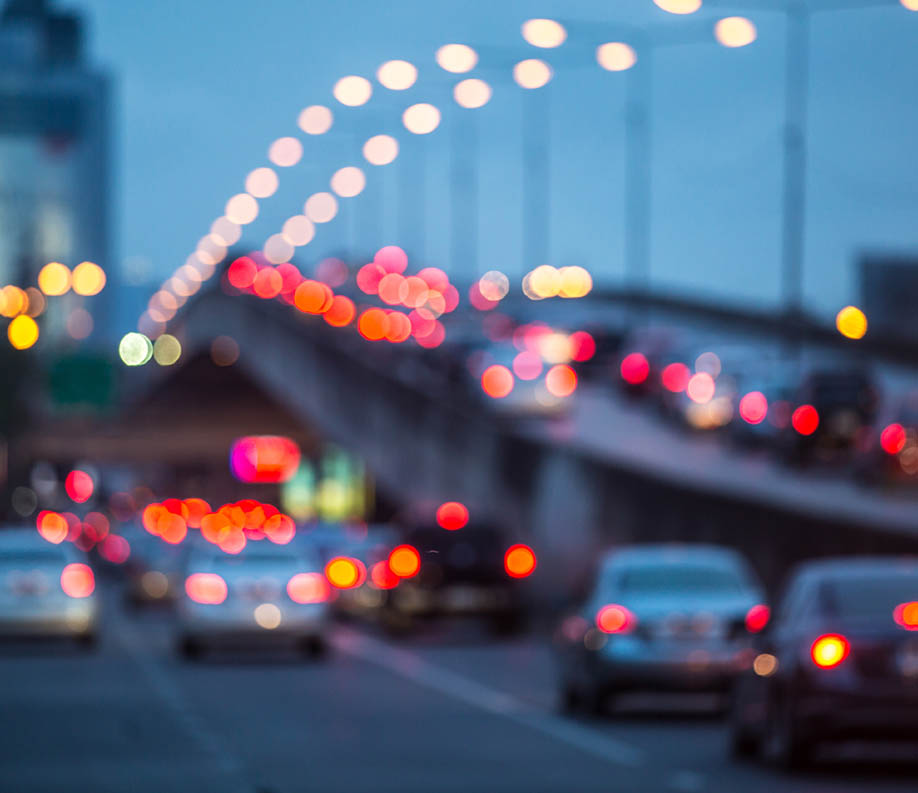 City traffic night blurred