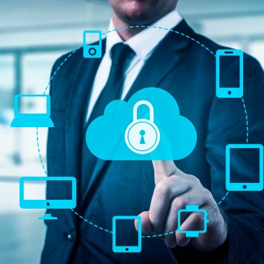 Protect cloud information data concept. Security and safety of cloud data.